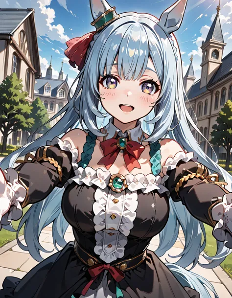 ((ultra-detailed)), (highly detailed CG illustration), (best quality:1.2), ultra-highly detailed, colorful composition, artistic photoshoot, 1girl, solo focus, upper body, Mejiro Ardan (umamusume), moe anime character, girl, dainty facial structure, baby f...