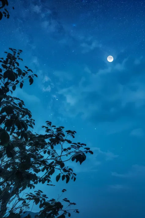 Improve the landscape the sharpness of the landscape, Dark Night, hyperrealistic, nao mude, Just highlight the photo , no stars, cloudy night, waning moon, Make everything more professional, award-winning photo, Leave it natural.