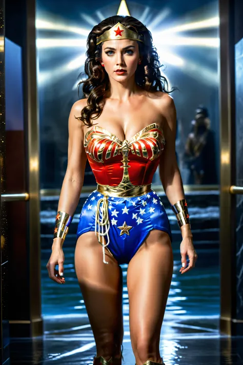  Perfect Wonder Woman costume､Brown Hair,  masterpiece、Beautiful Girls、best quality, 超high resolution, (Reality: 1.4), movie lighting,so beautiful、beautiful white skin、(超Reality的な)、(high resolution)、(32k)、(Very detailed)、detailed, Brown Hair､20 years old、E...