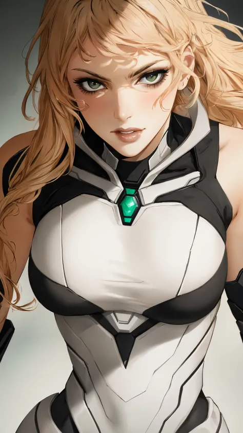 masterpiece, best quality, a beautiful woman with long shiny hair, choppy bangs, delicate face, passionate gaze, perfect smille, blush, seductive expression, tall and fit figure, perfect body, perfect skin, seductive pose, sexy Futuristic Technological Nan...