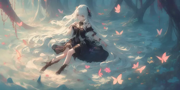 score_9, score_8_up, score_7_up, source_anime, 8k, Pastel colors, (((Full body illustration))), A full body illustration of an 18-year-old girl, a colorful-haired anime girl, lying gracefully bleeding. Her eyes are open but lifeless, with a look of quiet a...