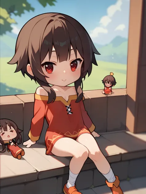 score_9, score_8_up, score_7_up, score_6_up, score_5_up, score_4_up, anime,nsfw, uncensored,( chibi:1.5),anime girl,correct anatomy,young ,Petite,short,skinny,flat chest,My Name Is Megumin,Red short dress,