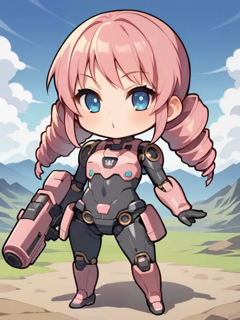 score_9, score_8_up, score_7_up, score_6_up, score_5_up, score_4_up, anime,nsfw, uncensored,( chibi:1.5),anime girl,correct anatomy,young ,Petite,short,skinny,flat chest,1 girl on break day、standing facing the front、anime girl with pink hair and blue eyes ...