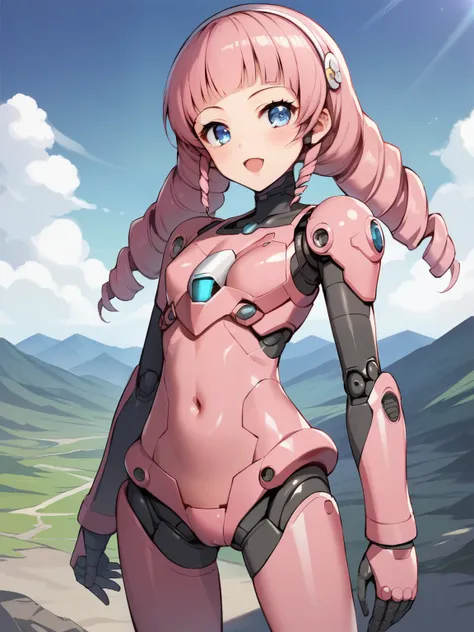 score_9, score_8_up, score_7_up, score_6_up, score_5_up, score_4_up, anime，nsfw， uncensored，anime girl，correct anatomy，young ，Petite，short，skinny，flat chest，1 girl on break day、standing facing the front、anime girl with pink hair and blue eyes posing for a ...