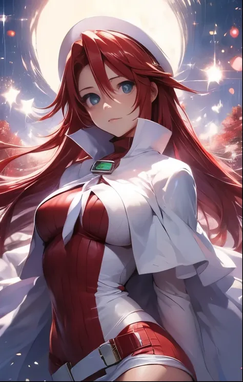 (((SFW、Highest quality、 first class masterpiece 、normal body 、32k、detailed face、super precise、normal hand、5 fingers、Highest)))、Atti(summon night)、Aty(summon night)、Beautiful Girl、Red-silver hair、 flowing hair 、beautiful breasts、slender、 slim、 can be used、r...