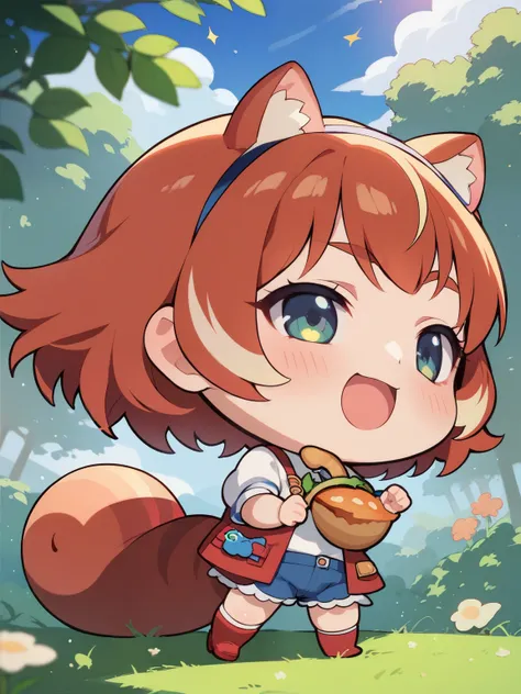 score_9, score_8_up, score_7_up, score_6_up, score_5_up, score_4_up, anime,nsfw, uncensored,( chibi:1.5),anime girl,correct anatomy,young ,Petite,short,skinny,flat chest,1 girl on break day,highdefinition images,red squirrel,It is building a nest in the pr...