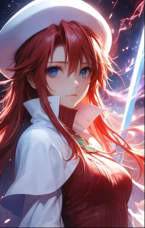 (((SFW、Highest quality、 first class masterpiece 、normal body 、32k、detailed face、super precise、normal hand、5 fingers、Highest)))、Atti(summon night)、Aty(summon night)、Beautiful Girl、Red-silver hair、 flowing hair 、beautiful breasts、slender、 slim、 can be used、r...