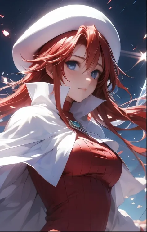(((SFW、Highest quality、 first class masterpiece 、normal body 、32k、detailed face、super precise、normal hand、5 fingers、Highest)))、Atti(summon night)、Aty(summon night)、Beautiful Girl、Red-silver hair、 flowing hair 、beautiful breasts、slender、 slim、 can be used、r...