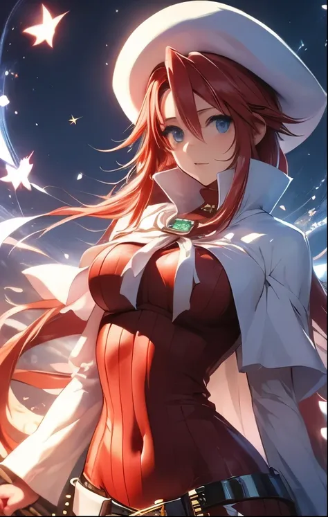(((SFW、Highest quality、 first class masterpiece 、normal body 、32k、detailed face、super precise、normal hand、5 fingers、Highest)))、Atti(summon night)、Aty(summon night)、Beautiful Girl、Red-silver hair、 flowing hair 、beautiful breasts、slender、 slim、 can be used、r...