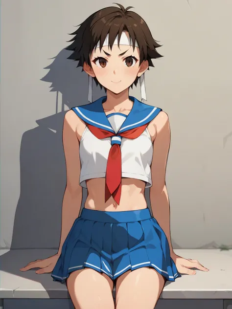 score_9, score_8_up, score_7_up, score_6_up, score_5_up, score_4_up, anime,nsfw, uncensored,anime girl,correct anatomy,young ,Petite,short,skinny,flat chest,1 girl on break day,street fighter、((Kasugano Sakura))、high school girl、sailor suit、Mini Skirt、((sh...