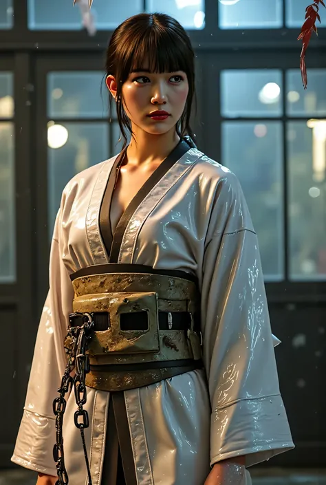 (((The dark interior of the Nostromo ship :2.0))),(((HR Gigger-style cyberpunk atmosphere:2.0))),(((holding Japanese swords from the near future:2.0))),(( Confronting Viewers :2.0)),dynamic pose,standing,((full body:2.0)),One woman,(cute face),(Beautiful w...