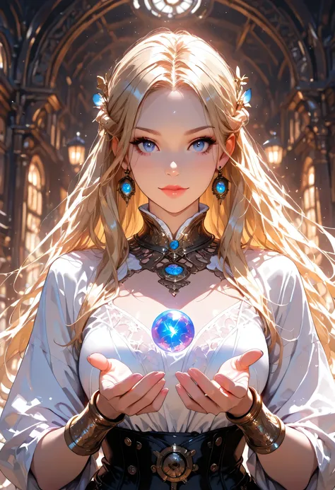 picture of a well manicured woman's hand, manipulating magical color shifting magic, extremely beautiful woman's hand (best Detailed, Masterpiece, Hyperrealistic) blond fantasy art, RPG art, photograph, RAW, Best Detailed, steampunk background, ultra be...