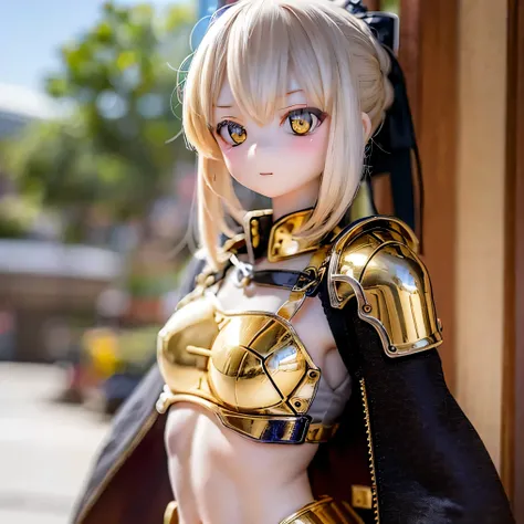 (光沢ofある黄金西洋甲冑を着る), of, , Face Perfect Destiny Saber Contrapost Wears Shiny Golden Armor((((())))))