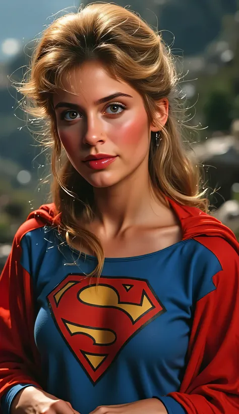 Helen slater , with supergirl costume from 1980s , big breast