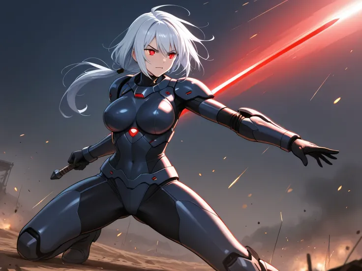 Cybernetic women are fighting in the Battlefield anime