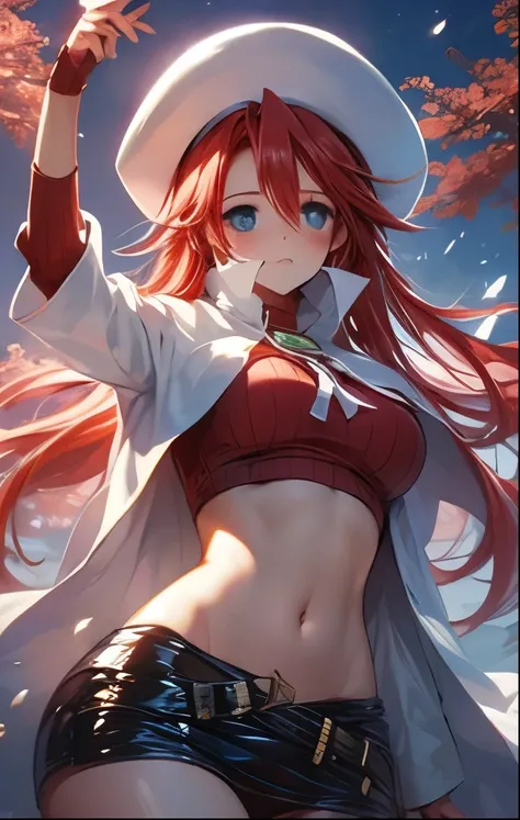 (((SFW、Highest quality、 first class masterpiece 、normal body 、32k、detailed face、super precise、normal hand、5 fingers、Highest)))、Atti(summon night)、Aty(summon night)、Beautiful Girl、Red-silver hair、 flowing hair 、beautiful breasts、slender、 slim、 can be used、T...