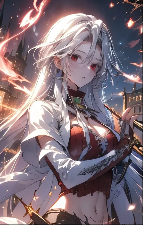 （（（ＳＦＷ、Highest quality、 first class masterpiece 、normal body 、32k、detailed face、super precise、normal hand、5 fingers、Highest）））、Atti（summon night）、Aty（summon night）、Beautiful Girl、 Silver Hair、 Beast Ears、 flowing hair 、beautiful breasts、slender、 slim、 can ...