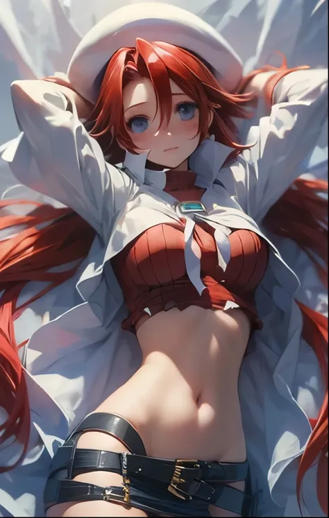 (((SFW、Highest quality、 first class masterpiece 、normal body 、32k、detailed face、super precise、normal hand、5 fingers、Highest)))、Atti(summon night)、Aty(summon night)、Beautiful Girl、Red-silver hair、 flowing hair 、beautiful breasts、slender、 slim、 can be used、A...
