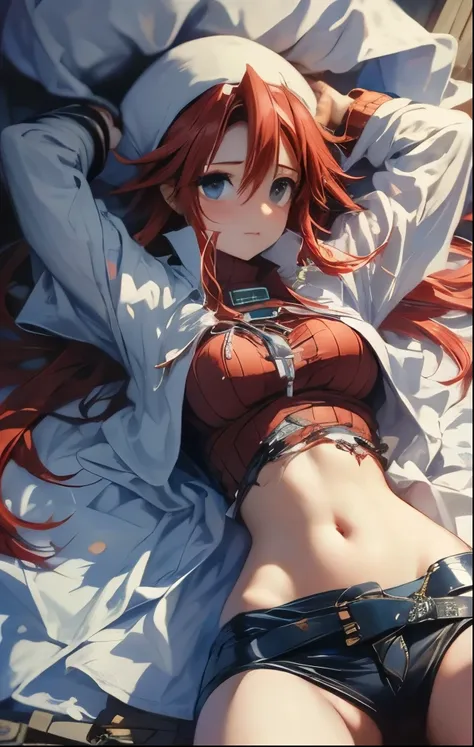 (((SFW、Highest quality、 first class masterpiece 、normal body 、32k、detailed face、super precise、normal hand、5 fingers、Highest)))、Atti(summon night)、Aty(summon night)、Beautiful Girl、Red-silver hair、disheveled hair、beautiful breasts、slender、 slim、 can be used、...