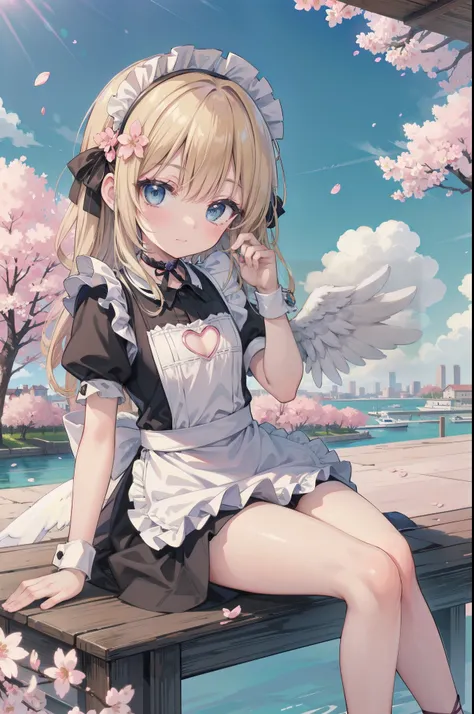 Gently stare, by krenz Cassiato , Asuka, is sitting, Asuka, anime styleイラスト, official art, High Quality Animated Art, high resolution, anime style, (Cherry Blossom Little angel Maid:1.5),
Playful yet elegant maid mini dress in deep pink and white,
with h...