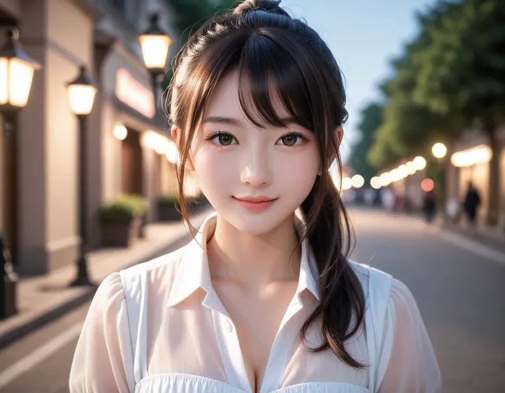 score_9, score_8_up, score_7_up, super detailed, 32K, Masterpiece, top quality, super high definition ,nsfw, official art, photorealistic, sharp focus, solo, 1 classy Japanese girl, ((ponytail)), black hair, smaller face, natural makeup, cute face, small b...