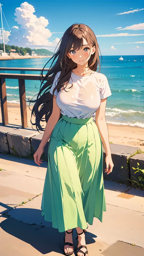 masterpiece, Highest Quality, This is an illustration of a seaside park, ((outlined with very thin lines :1.3)), very accurate, fine section , high resolution, 8k Wallpaper,  SLR camera  , perfect dynamic configuration,  detailed expressions  , beautiful e...