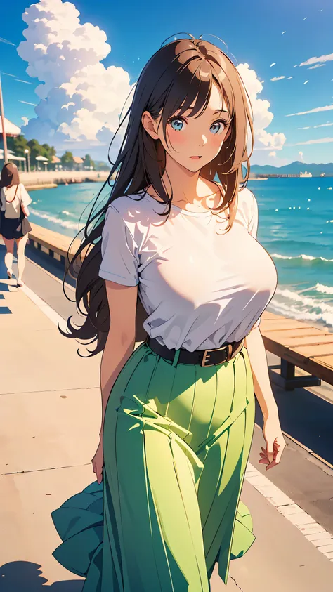 masterpiece, Highest Quality, This is an illustration of a seaside park, ((outlined with very thin lines :1.3)), very accurate, fine section , high resolution, 8k Wallpaper,  SLR camera  , perfect dynamic configuration,  detailed expressions  , beautiful e...