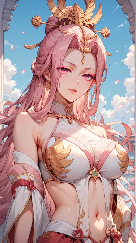 Bibi Dong from Douluo Dalu, pink haire, pink eyes, beautiful woman, regal attire