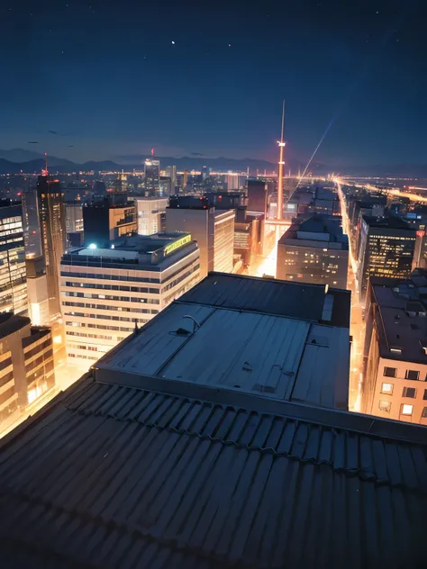 background, without any people, Night City, rooftop