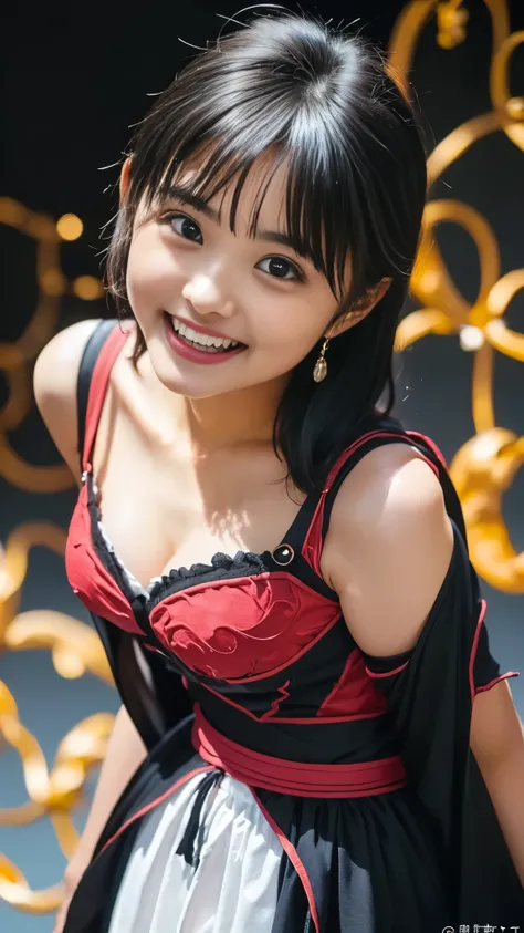（8k、RAW Photo 、最High Quality：1.2),(  black hair、dark eyes:1.8),(Dragon Quest costumes:1.4),     front view,(:1.3)、( Thin Waist:1.1)、(costumes that accentuate the shape of  :1.4)、(:1.1)、( big breasts:1.2) 、 Ultra-accurate, beautiful face,(1 person:1.9) ,（Ex...