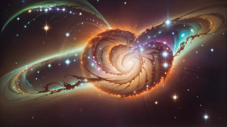 star々が渦巻くMilky Way, plants and bright spirals, Space and, Milky Wayの光のカラー, Milky Way色, splashes of neon Milky Way, swirling Milky Way, カラフルなMilky Wayのテーマカラー, The colors of the universe, galaxy, Milky Way swirling around, 美しいMilky Way, Milky Wayの色合, 明るいstar...