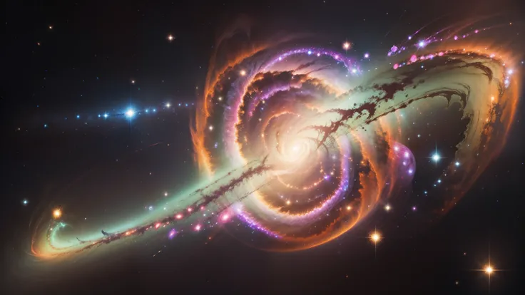 star々が渦巻くMilky Way, plants and bright spirals, Space and, Milky Wayの光のカラー, Milky Way色, splashes of neon Milky Way, swirling Milky Way, カラフルなMilky Wayのテーマカラー, The colors of the universe, galaxy, Milky Way swirling around, 美しいMilky Way, Milky Wayの色合, 明るいstar...
