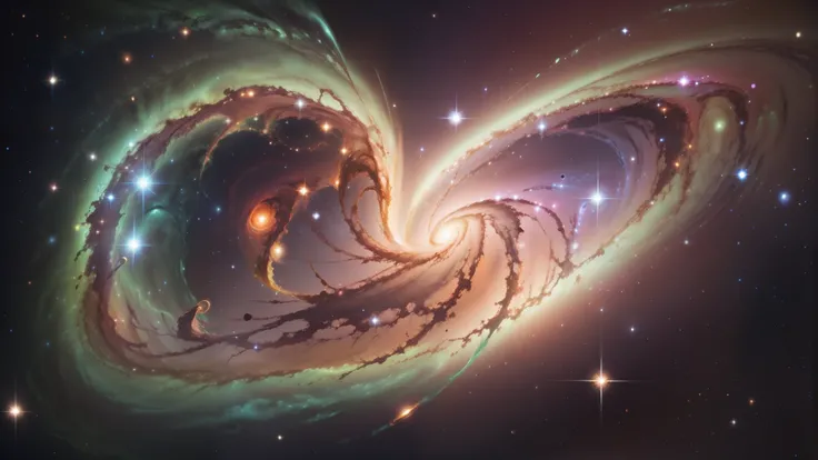 star々が渦巻くMilky Way, plants and bright spirals, Space and, Milky Wayの光のカラー, Milky Way色, splashes of neon Milky Way, swirling Milky Way, カラフルなMilky Wayのテーマカラー, The colors of the universe, galaxy, Milky Way swirling around, 美しいMilky Way, Milky Wayの色合, 明るいstar...
