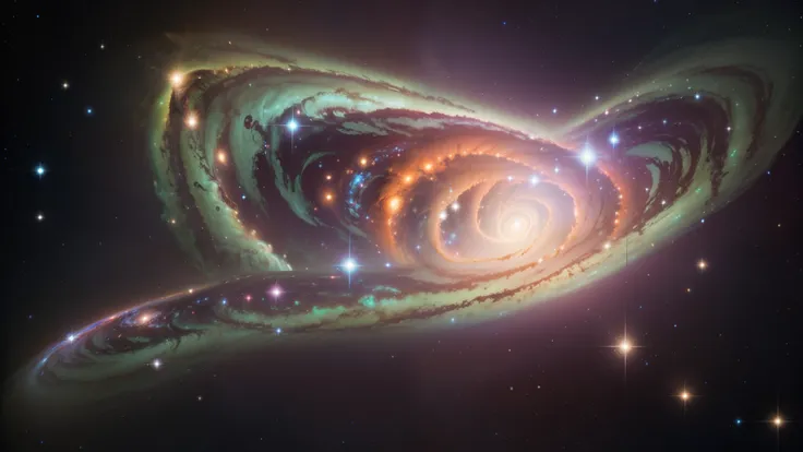 star々が渦巻くMilky Way, plants and bright spirals, Space and, Milky Wayの光のカラー, Milky Way色, splashes of neon Milky Way, swirling Milky Way, カラフルなMilky Wayのテーマカラー, The colors of the universe, galaxy, Milky Way swirling around, 美しいMilky Way, Milky Wayの色合, 明るいstar...