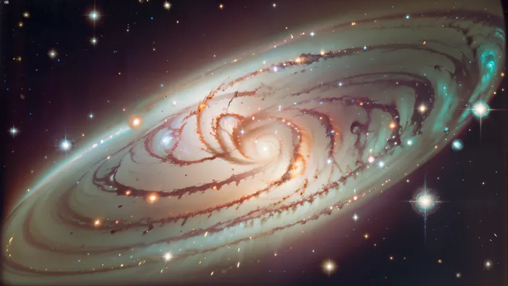 star々が渦巻くMilky Way, plants and bright spirals, Space and, Milky Wayの光のカラー, Milky Way色, splashes of neon Milky Way, swirling Milky Way, カラフルなMilky Wayのテーマカラー, The colors of the universe, galaxy, Milky Way swirling around, 美しいMilky Way, Milky Wayの色合, 明るいstar...