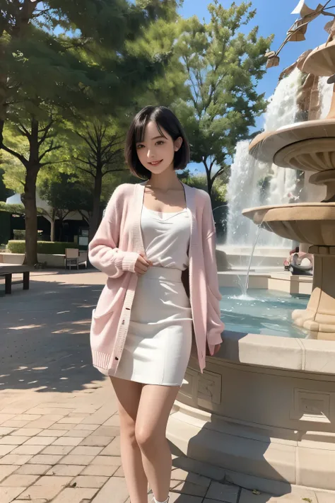 realistic、high image quality、Detailed Exact、8K、1 woman、7、((full body1.5))、full body shot、((Full Body 1.5))、Vision、Vision、Vision(Long Shot:2.0)、((Long Shot2.0))、((long shot 2.0))、Meeting up for a date with my boyfriend、I'm standing in front of a park founta...
