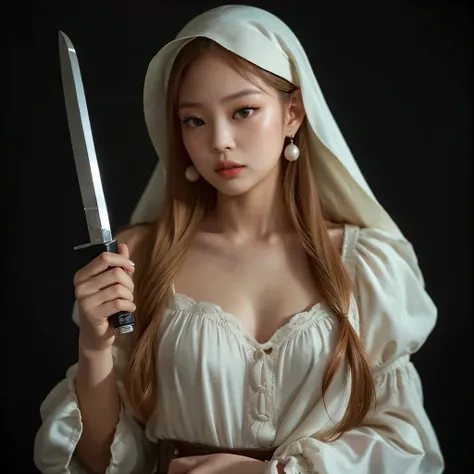 black Pink Jennie, almond-shaped eyes, full lips, big and small shoes