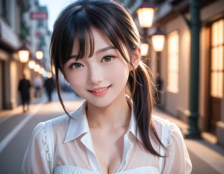 score_9, score_8_up, score_7_up, super detailed, 32K, Masterpiece, top quality, super high definition ,nsfw, official art, photorealistic, sharp focus, solo, 1 classy Japanese girl, ((ponytail)), black hair, smaller face, natural makeup, cute face, small b...