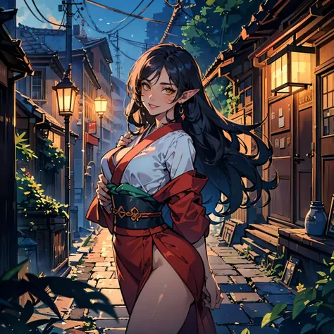 (10up, best quality, masterpiece, 8K, photorealistic, cinematic lighting, hdr image, ultra detailed, beautiful image, perfect face without errors, anatomically correct, body-part position correct, correct arms legs fingers), Ebony skin woman, red long hair...