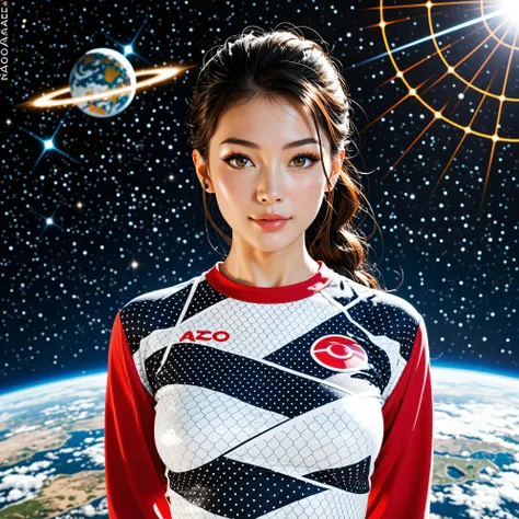  The girl in Aozai is made of thin silk or cotton fabric, has a long and tight white style , which is very detailed,  The peacock pattern on the front of the shirt is very detailed ,  The girl is standing in a very beautiful space with lots of details 