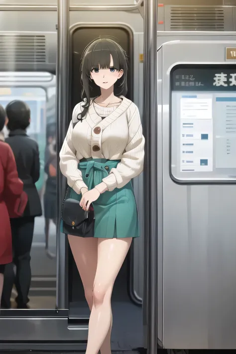 Can you draw a blonde,nice smiles,Can you draw a woman looking at a train,Can you draw a woman waiting in front of the car in front of you,東京の地下鉄ホームでwaiting for the train女性は描けますか, ,congestion,waiting for the train,fun,Underground railway stations ,The sign...