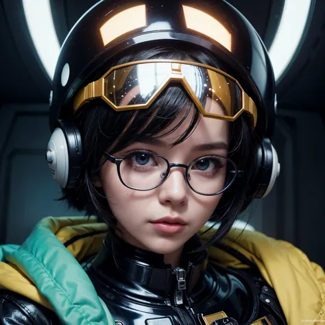 a close up of a woman wearing a helmet and glasses, portrait anime space cadet girl, portrait armored astronaut girl, lois van baarle and rossdraws, rossdraws | afrofuturism, inspired by Lois van Baarle, by Lois van Baarle, jen bartel, sci-fi digital art i...