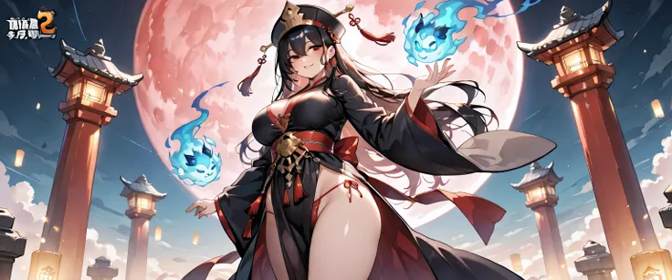 "A powerful and alluring female version of Black Wuchang (Hei Wuchang), the legendary soul guardian from ancient Chinese mythology. She wears a sensual variation of a traditional black Taoist robe combined with flowing hanfu elements — high slits, layered ...
