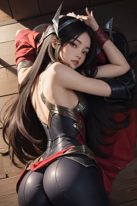 Irelia , masterpiece, Lying down 다리를 벌린, Lying down buttocks를 열다, Lying down,buttocks, Buttocks, buttocks, stress, ass angle,ass,ass,ass just ass, her ass, Lying down, bow down, 엎드린 buttocks,slender, ass not too thick, slender slender 바디, slende...