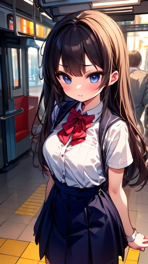 1 girl subway Tram Commuting school uniform Fully booked