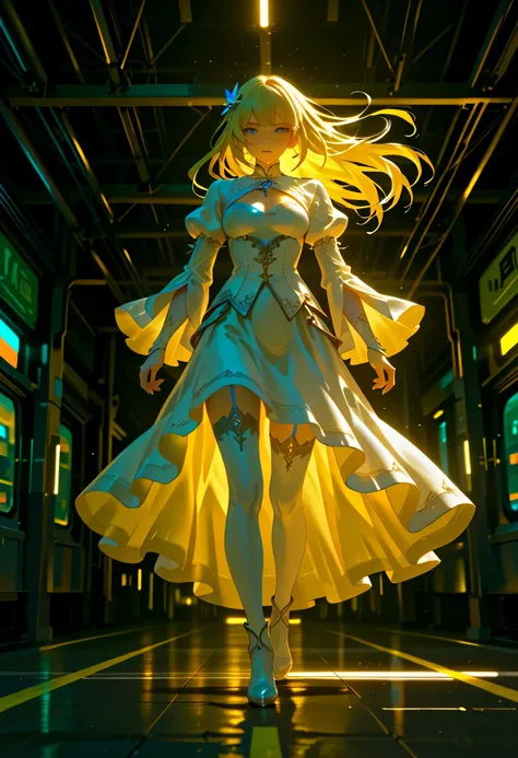 a fantasy beautiful bride walking subway train station t, a beautiful bride best detailed face, dynamic hair color, dynamic hair style, neon lights, a train passing by , cinematic light, High Detail, Ultra High Quality, High Resolution, 16K Resolution, Ult...