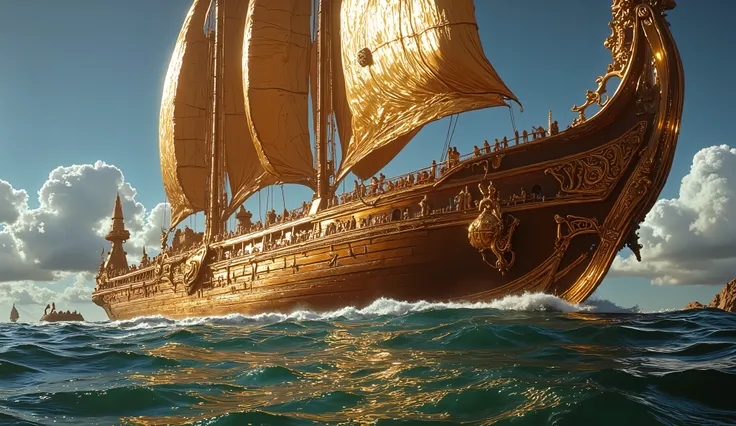 1950s, still image, ancient egypt large wood ship, sailing