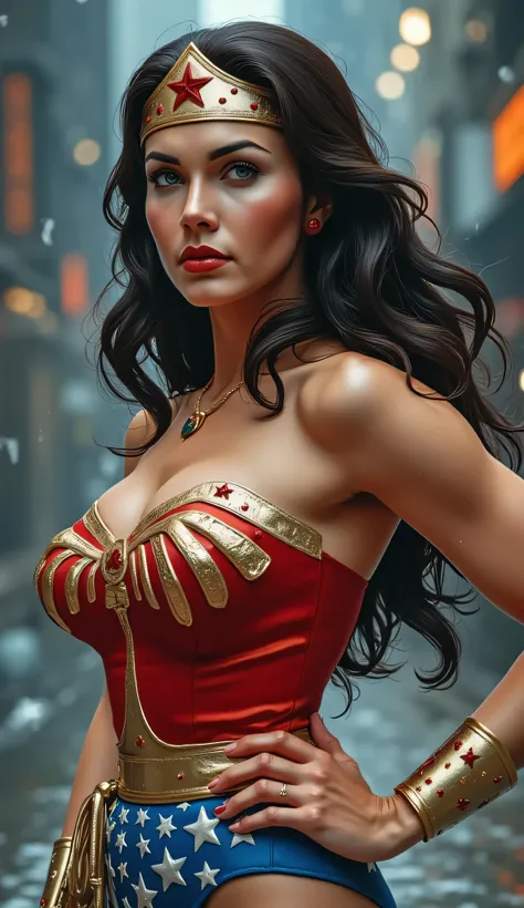 wonder woman with color boosted costume