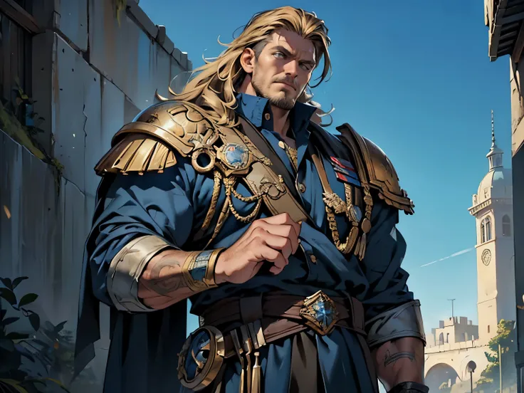((Best quality)), ((masterpiece)), ((realistic cartoon)), ((perfect character)):
In this stunning and highly detailed realistic cartoon, we present a male human. The man stands tall, a middle-aged man, and he's from Warhammer 40K, and powerfully built, he...