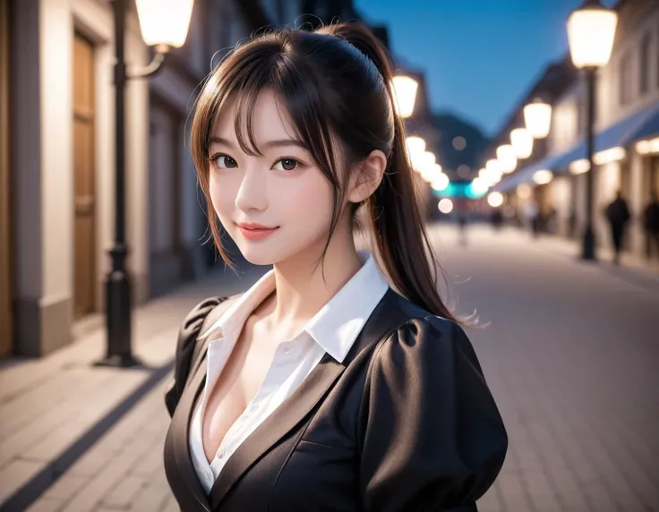 score_9, score_8_up, score_7_up, super detailed, 32K, Masterpiece, top quality, super high definition ,nsfw, official art, photorealistic, sharp focus, solo, 1 classy Japanese girl, ((ponytail)), black hair, smaller face, natural makeup, cute face, small b...